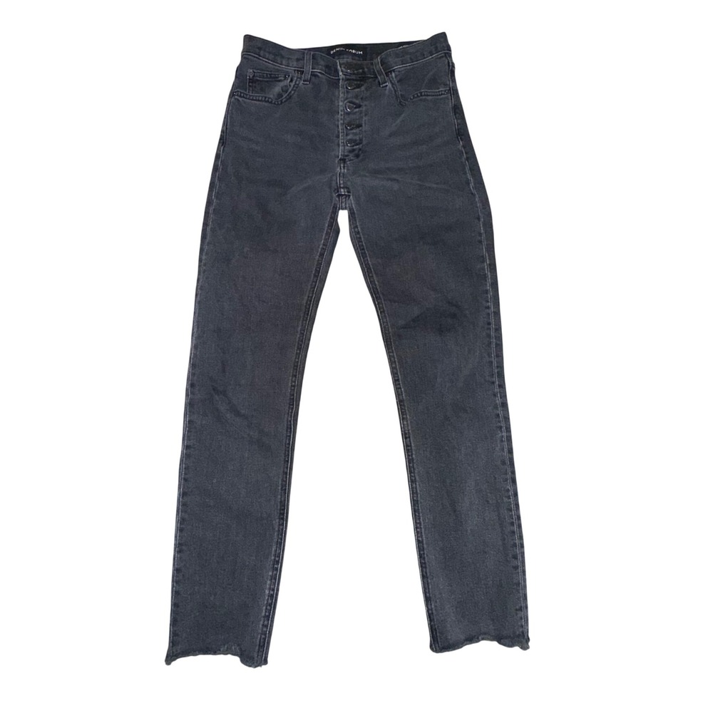 Denim Forum The‎ Yoko High Rise Slim Womens 26 Black Raw Hem Button Fly Jeans